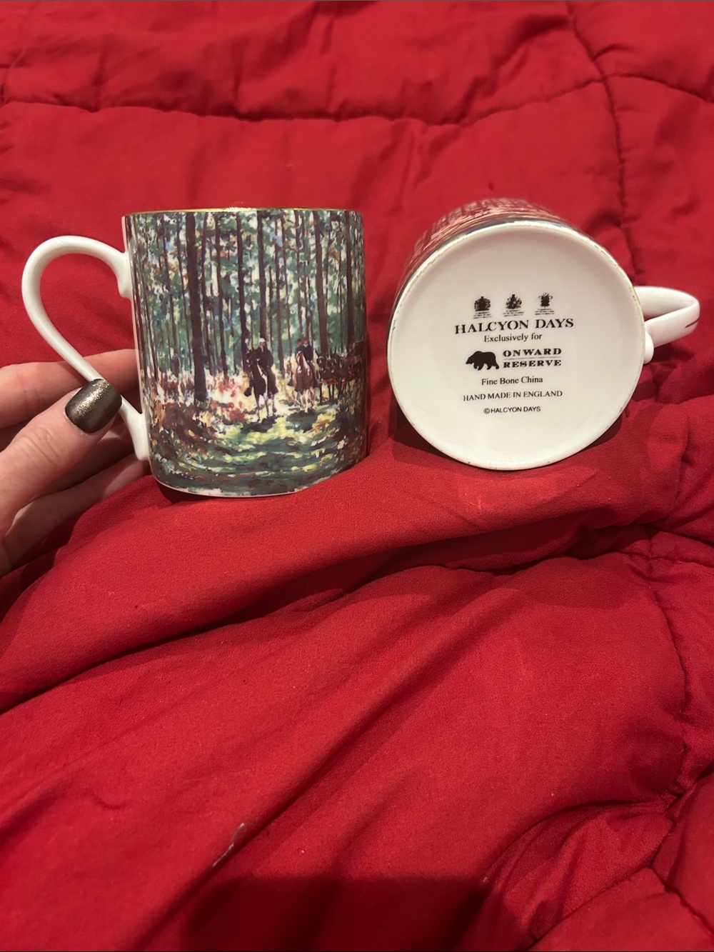 Halcyon Days x Onward Reserve Fine Bone China Mugs Set of 2 Woodland Riders